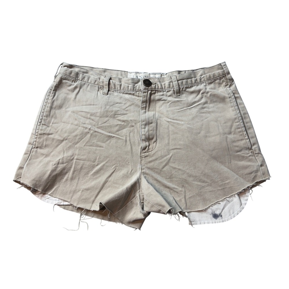Lands' End Shorts Womens 32 Tan The Legacy Chino Cut Off Raw Hem Khaki Cotton